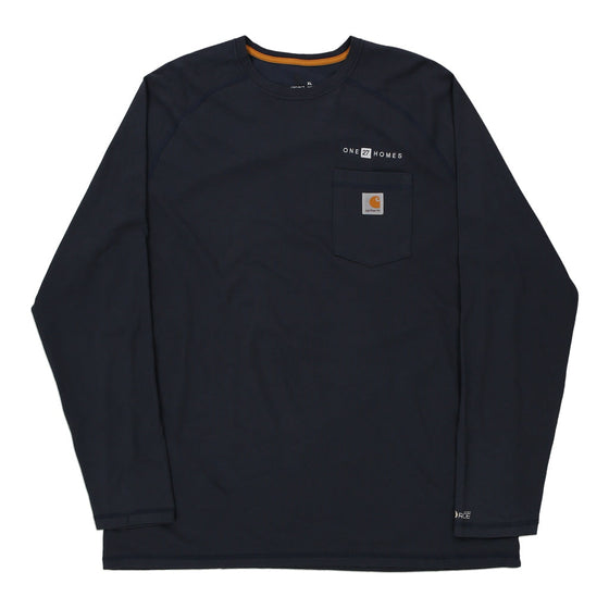 Pre-Loved navy Carhartt Long Sleeve T-Shirt - mens x-large