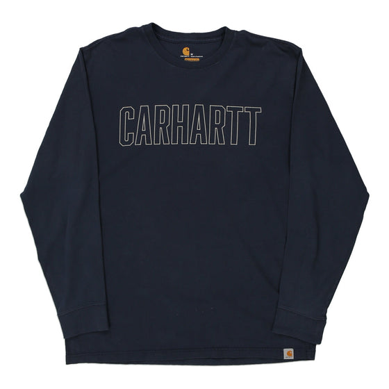 Pre-Loved navy Carhartt Long Sleeve T-Shirt - mens medium