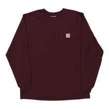  Pre-Loved burgundy Carhartt Long Sleeve T-Shirt - mens large