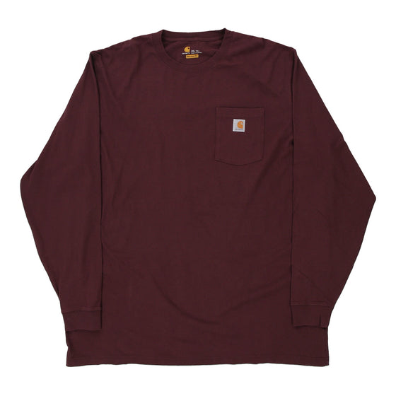 Pre-Loved burgundy Carhartt Long Sleeve T-Shirt - mens xx-large