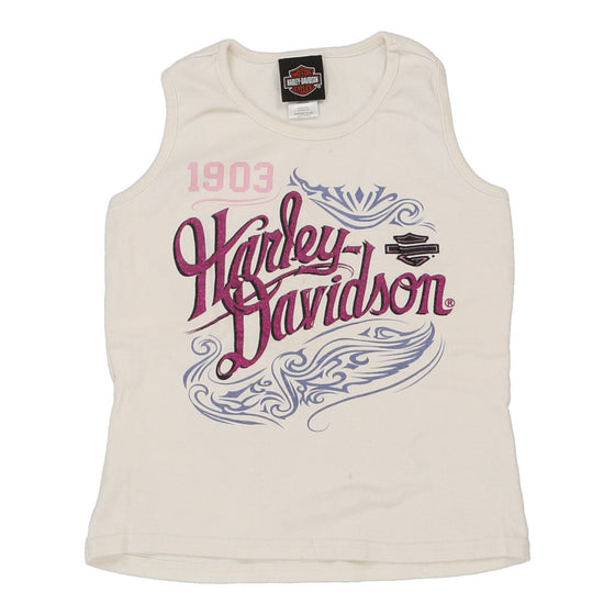 Vintage white Age 7-8 Harley Davidson Vest - girls medium