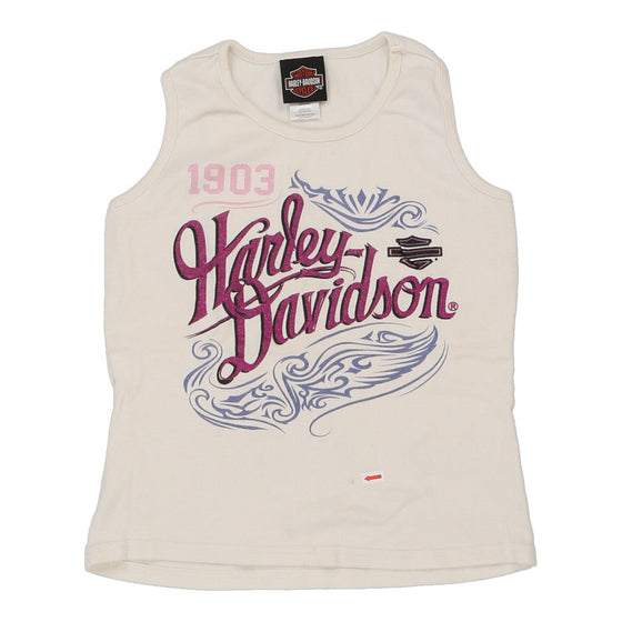 Vintage white Age 7-8 Harley Davidson Vest - girls medium