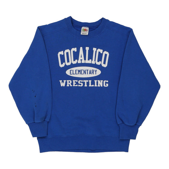 Vintage blue Age 13 Cocalico Elementary Wrestling Fruit Of The Loom Sweatshirt - boys small