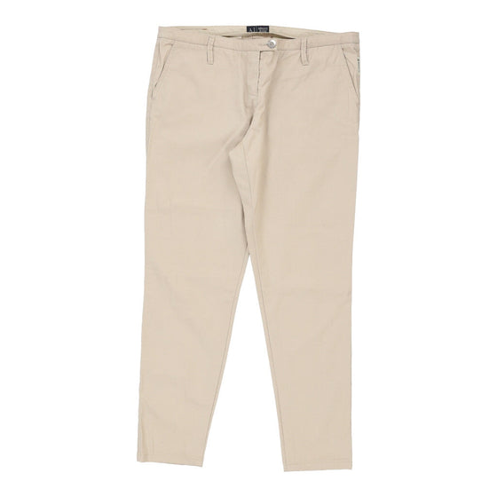 Armani Jeans Trousers - 34W UK 12 Cream Cotton Blend