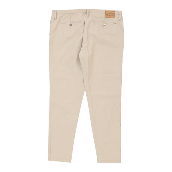 Armani Jeans Trousers - 34W UK 12 Cream Cotton Blend