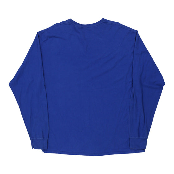 Champion Long Sleeve T-Shirt - XL Blue Cotton