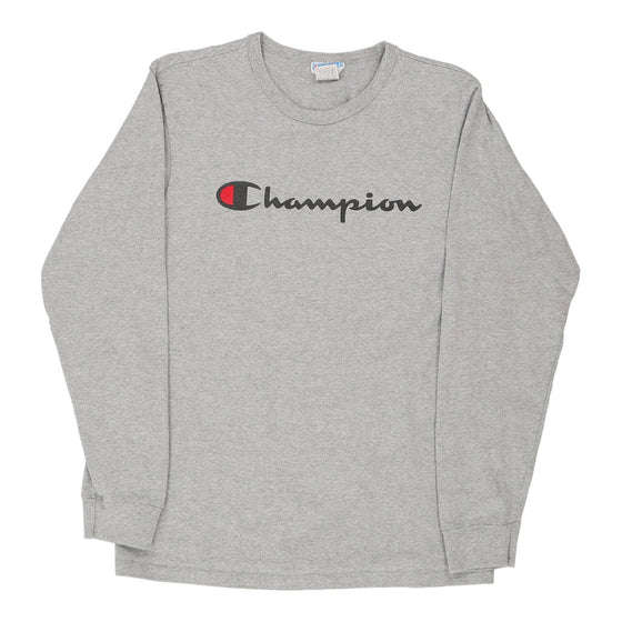 Vintage grey Champion Long Sleeve T-Shirt - mens medium