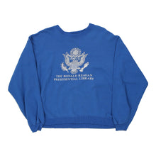  Vintage blue 1980s The Ronald Reagan Presidential Library Hanes Sweatshirt - mens x-large