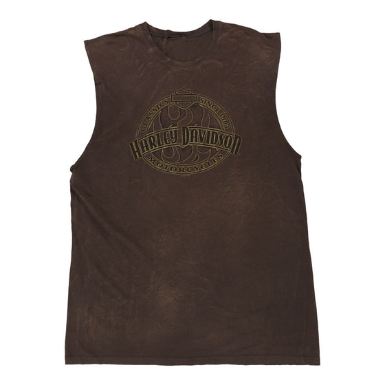 Vintage brown S. Charleston, West Virginia Harley Davidson Vest - mens large