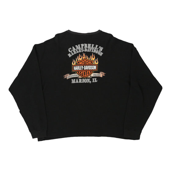 Vintage black Marion, Illinois Harley Davidson Long Sleeve T-Shirt - mens x-large