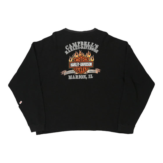 Vintage black Marion, Illinois Harley Davidson Long Sleeve T-Shirt - mens x-large