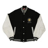 Vintage black Steelworkers Metallos Wear & Tear Varsity Jacket - mens medium