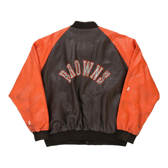 Vintage block colour Cleveland Browns Nfl Varsity Jacket - mens x-large