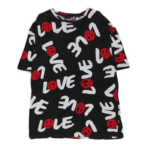 Love Moschino Graphic T-Shirt - Medium Black Cotton