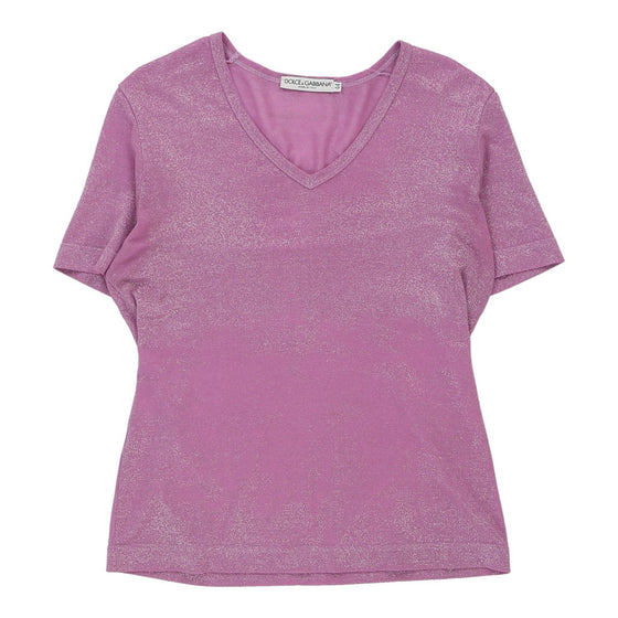 Dolce & Gabbana V-neck T-Shirt - Large Pink Viscose Blend