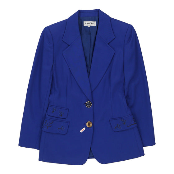 Iceberg Embroidered Blazer - Small Blue Wool