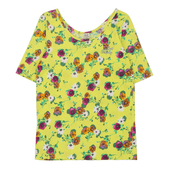 Best Company Floral T-Shirt - Small Yellow Cotton