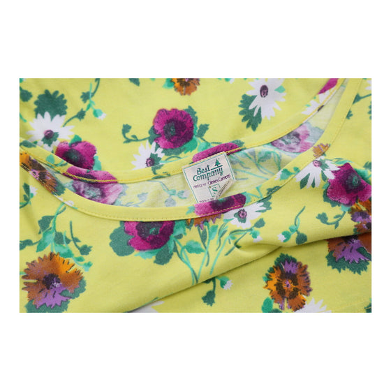 Best Company Floral T-Shirt - Small Yellow Cotton