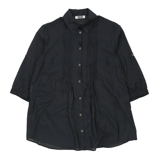 Perte Krizia Striped Shirt - Large Black Silk