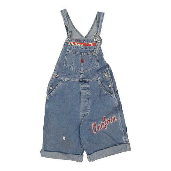 Uniform Spellout Short Dungarees - Small Blue Cotton