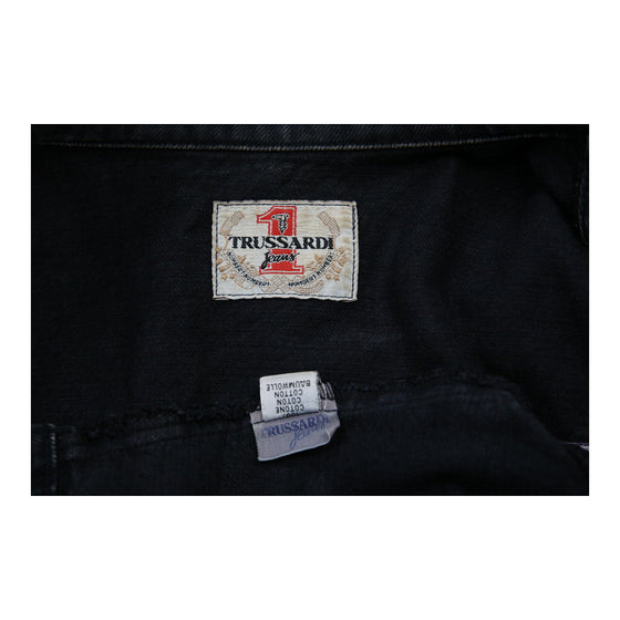 Trussardi Embroidered Denim Jacket - Medium Black Cotton