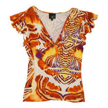  Just Cavalli V-Neck Top - XS Orange Nylon