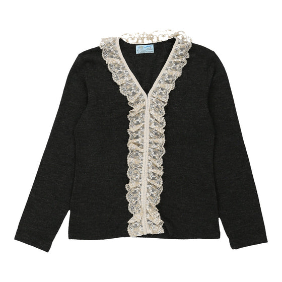 Miss Blumarine Lace Jumper - Small Grey Acrylic Blend