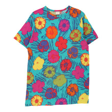  Benetton Floral T-Shirt - Medium Blue Cotton