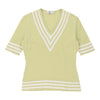 Valentino V-Neck Top - Small Green Cotton