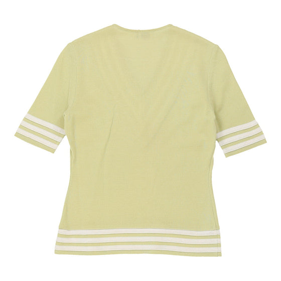 Valentino V-Neck Top - Small Green Cotton