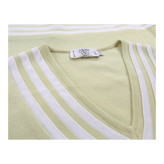 Valentino V-Neck Top - Small Green Cotton