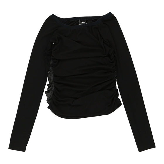 Dolce & Gabbana Sheer Long Sleeve Top - Medium Black Polyester