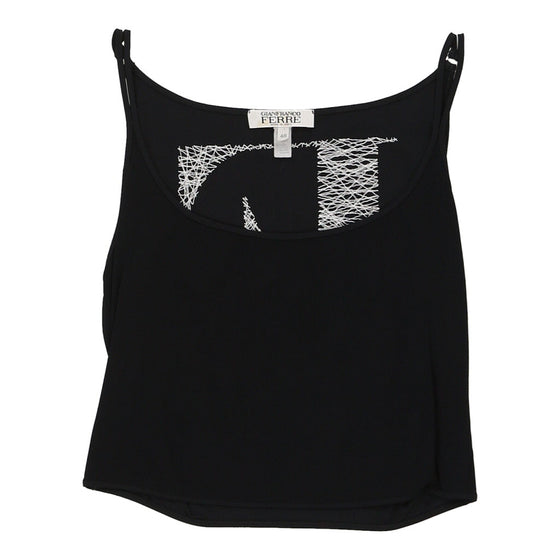 Gianfranco Ferre Cropped Cami Top - Large Black Nylon