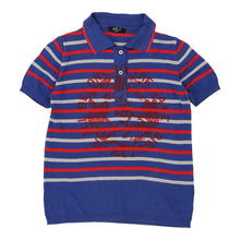  Ice J By Iceberg Striped Polo Shirt - Medium Blue Cotton