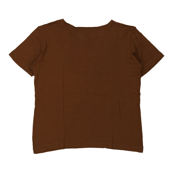 Les Copains Embroidered Top - Medium Brown Cotton