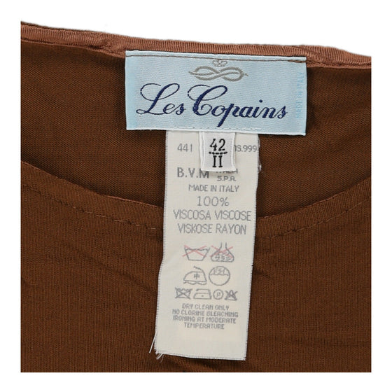 Les Copains Embroidered Top - Medium Brown Cotton