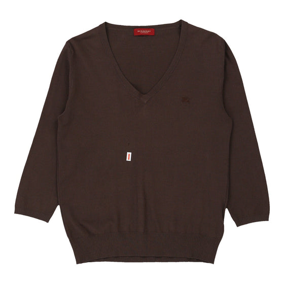 Burberry London V-Neck Jumper - Medium Brown Cotton