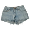 Frayed Hem Guess Denim Shorts - 28W UK 8 Light Wash Cotton