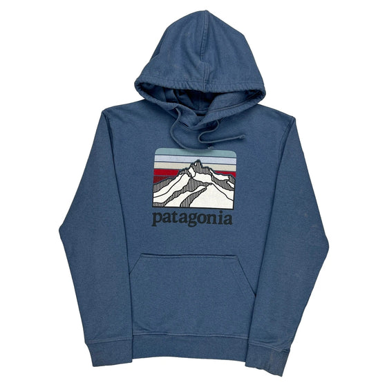 Patagonia Graphic Hoodie - Small Blue Cotton Blend