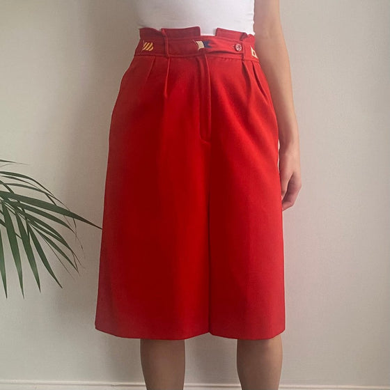 Vintage red Les Copains Midi Skirt - womens 24" waist