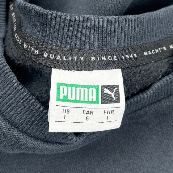 Puma Logo Puma Spellout Sweatshirt - Large Navy Cotton Blend