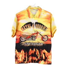  Vintage yellow Metal & Chrome Choppers 725 Originals Short Sleeve Shirt - mens large