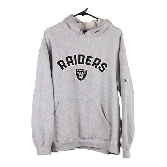 Las Vegas Raiders Reebok NFL Hoodie - Large Grey Cotton Blend