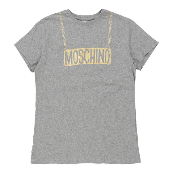 14 Years Moschino Spellout T-Shirt - Medium Grey Cotton