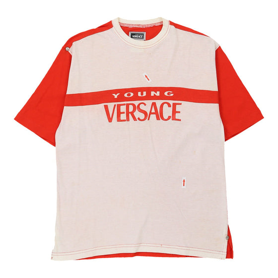 14 Years Versace Spellout T-Shirt - Medium Red Cotton