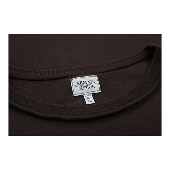 16 Years Armani Spellout Long Sleeve T-Shirt - XL Brown Cotton