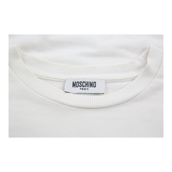 14 Years Moschino Graphic Sweatshirt - Medium White Cotton