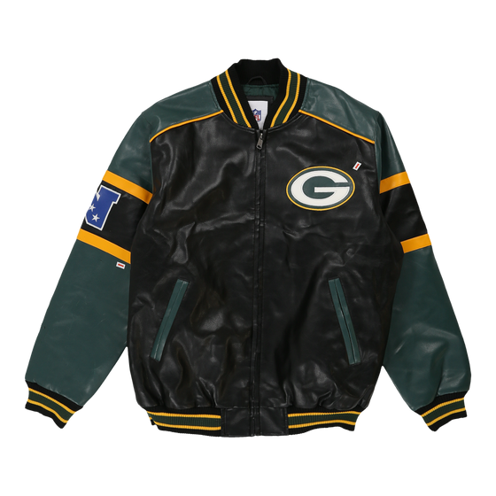 Vintage NFL Green Bay Packers Leather Jacket Size - Depop