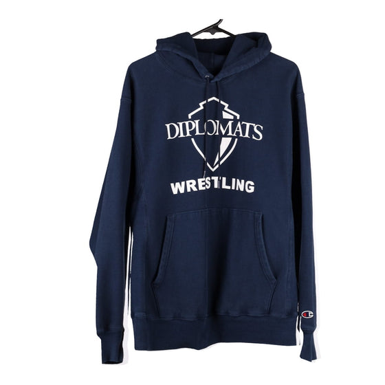 Diplomats Wrestling Champion Hoodie - Medium Navy Cotton Blend - Thrifted.com