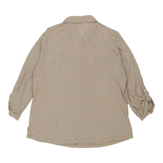 Napapijri Sheer Long Sleeve Polo Shirt - XL Beige Cotton Blend